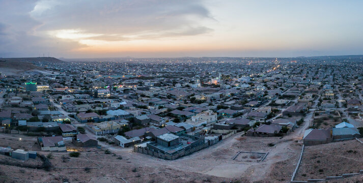 Sunset aerial view of Hargeisa, capital of Somaliland
