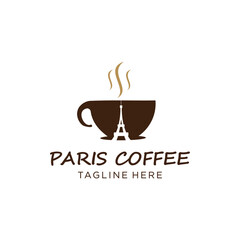 coffee cup and paris tower negative space illustration design