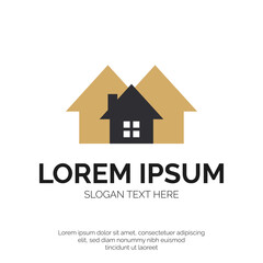 Three Home Real Estate Logo Design Premium Vector