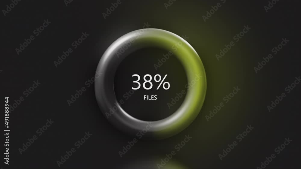 Aufkleber ring with percentages of file downloads. motion. 3d animation of software interface during loading. 