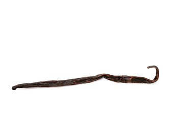 Dried vanilla pod isolated on white