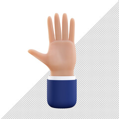 Obraz premium Businessman open outstretched hand, showing five fingers, extended in greeting. 3D illustration rendering. Has clipping path for easy to use.
