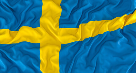 sweden flag with wrinkles.