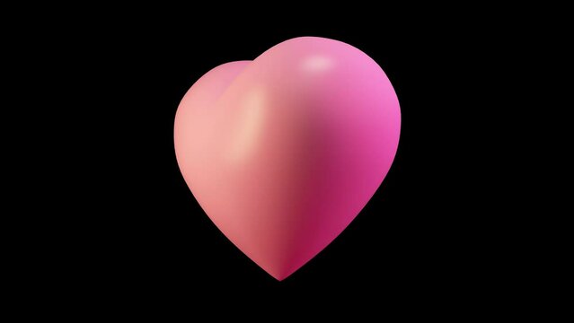 Pink heart animation with transparency mask. Seamless loop 4k.