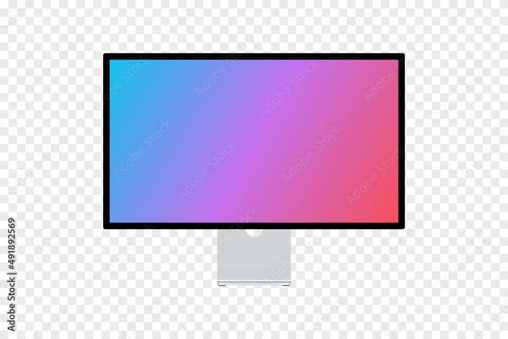 Wall mural realistic computer display mockup vector. professional desktop computer studio display monitor reali