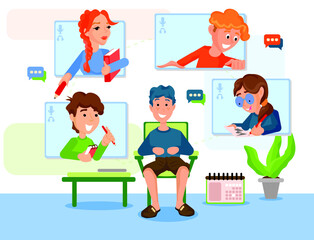 School youth connected to the lesson with online education. A new education system that is on the agenda in the new normal life is online education. 