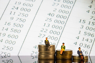 Elderly people sitting on coins stack. Retirement planning. money saving and investment. Time...