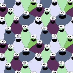 Obraz premium Kids seamless cute monster alien pattern for fabrics and packaging and gifts and cards and linens and wrapping paper