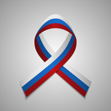 Flag of Russia. 12th of June. Vector illustration. Awareness ribbon on gray background. Independence day. National symbol. EPS10.