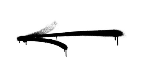 Graffiti arrow with overspray in black over white.