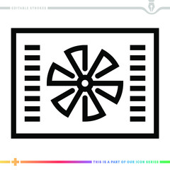 Line icon for engine radiator illustrations with editable strokes. This vector graphic has customizable stroke width.