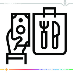 Line icon for cash on delivery illustrations with editable strokes. This vector graphic has customizable stroke width.