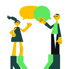 Family, couple psychotherapy.  Man and woman illustrations of friends or couple. Therapy vector illustration