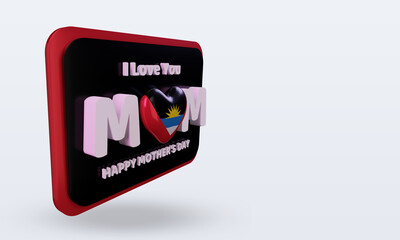 3d mothers day Antigua and Barbuda flag rendering left view