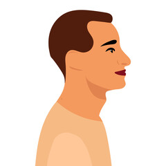 profile man portrait flat design, isolated