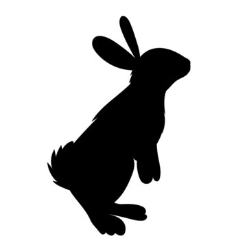 rabbit, hare black silhouette, isolated vector