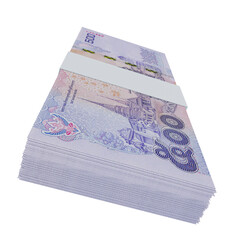 Thailand currency baht 500: stack of baht thai banknote