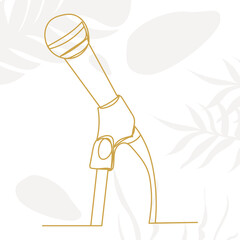 microphone drawing by one continuous line, isolated