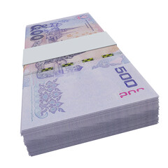 Thailand currency baht 500: stack of baht thai banknote