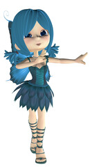 illustration of a cute toon fairy dressed in blue