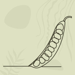 peas drawing in one continuous line, isolated vector