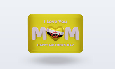 3d mothers day Brunei Darussalam flag rendering front view