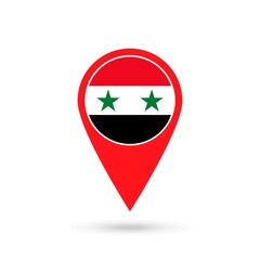 Map pointer with contry Syria. Syria flag. Vector illustration.