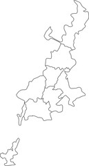 White flat blank vector administrative map of KRYVYI RIH, UKRAINE with black border lines of its districts