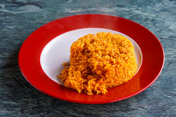 Jollof rice on a plate