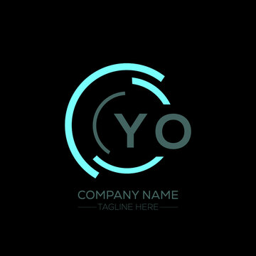 YO logo monogram isolated on circle element design template, YO letter logo design on black background. YO creative initials letter logo concept. YO letter  design.