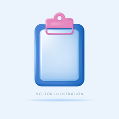 Document, file, clipboard, checklist icon. 3d realistic vector illustration