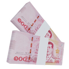 Thailand currency baht 100: stack of baht thai banknote