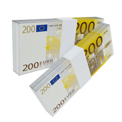 European Union Currency Euro 200: Stack of EUR European banknote