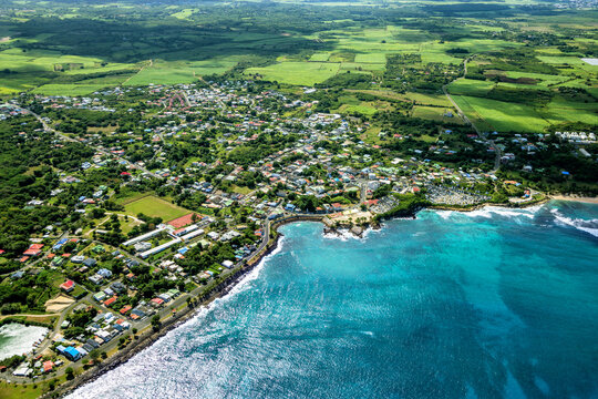 Aerial view of Anse-Bertrand, Grande-Terre, Guadeloupe, Lesser Antilles, Caribbean.