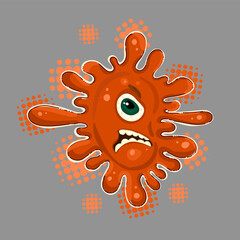 Red blot evil monster. Vector illustration