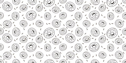 seamless pattern cake donuts in the form of lines for background, greeting card, packaging, texture, fabric pattern, wallpaper, cake shop wall decoration 