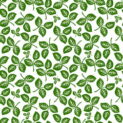 seamless green leaf pattern for background, greeting card, packaging, texture, fabric pattern, wallpaper, wall decoration