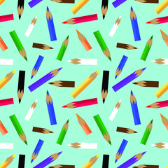 seamless pattern colored pencils for background, greeting card, packaging, texture, fabric pattern, wallpaper, back school theme wall decoration