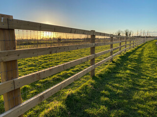 Very long fence. Sunset