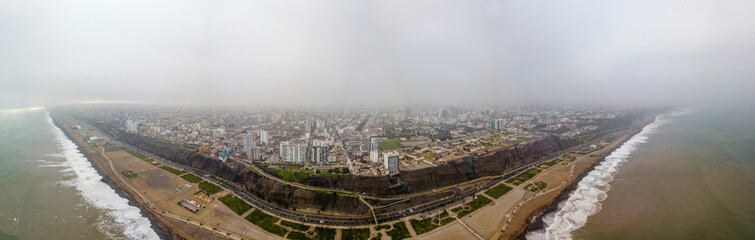 Aerial panorama of Lima coastline