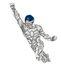 mega soldier is flying up