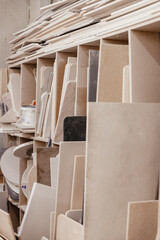 Fototapeta na wymiar Blanks for work in the furniture industry. Copy space