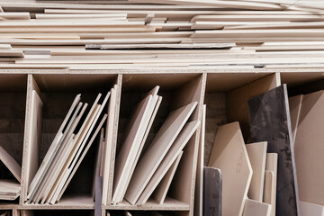 Fototapeta premium Blanks for work in the furniture industry. Copy space