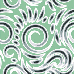 Vector seamless pattern with curve elements in monochrome colors