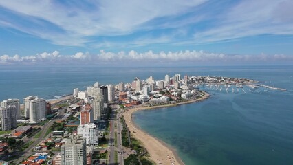 Wonderful panoramic view of Punta del Este main avenue and the seaside in Maldonado State, Uruguay - obrazy, fototapety, plakaty