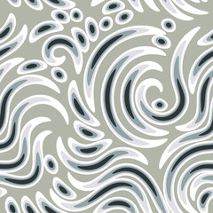 Vector seamless pattern with curve elements in monochrome colors