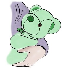 Abrazo a oso de peluche verde