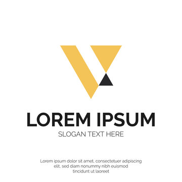 V Letter and Triangle Logo Design Premium Vector