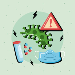 virus pandemic with icons