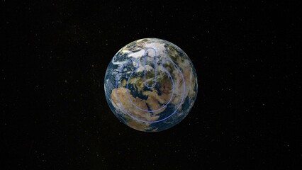 planet earth in space with power switch symbol , earth hour 